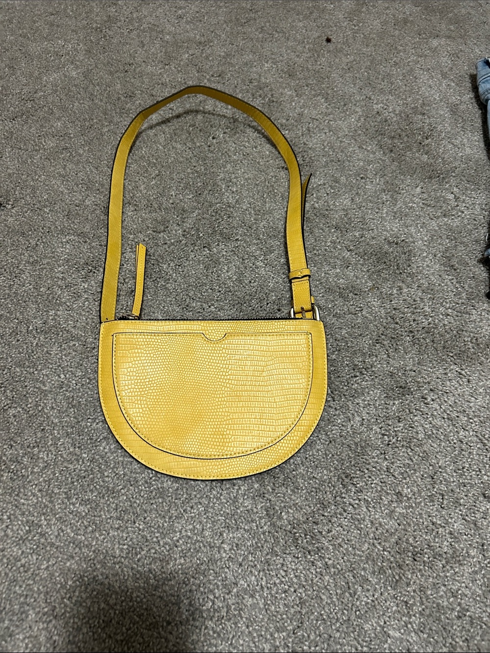 Express Yellow Textured Crossbody Saddle Bag